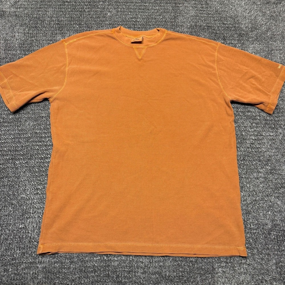 Woolrich Mens Waffle Knit Thermal T-Shirt L Orange‎ Short Sleeve Cotton Casual